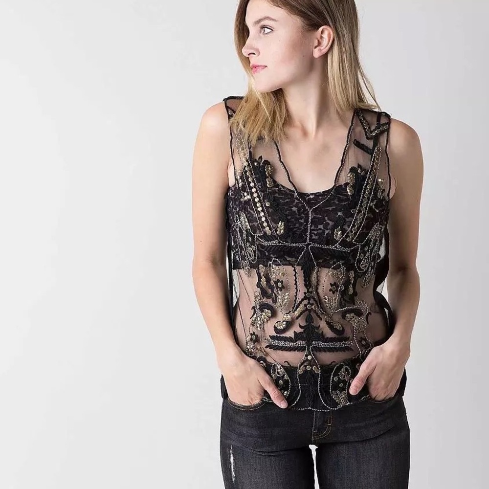 Gimmicks by BKE Embellished Sheer Tank Top